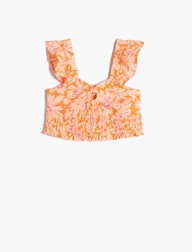 Koton Girls Linen Crop Blouse Sleeveless Flower Printed Gimped Detail von Koton