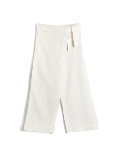 Koton Girls Linen Trousers Envelop Belt Detail Elastic Waistband Wide Leg von Koton