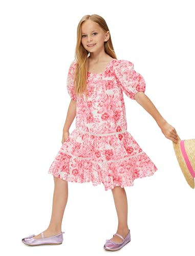 Koton Girls Mini Dress Floral Short Puff Sleeve Square Neck von Koton