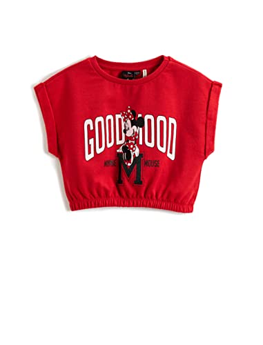 Koton Girls Minnie Mouse Crop T-Shirt Printed Licenced Short Sleeve Elastic Band at Hem Crew Neck von Koton