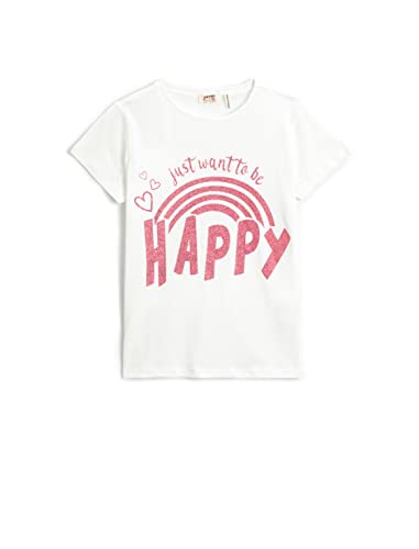 Koton Girls Printed Glittery Short Sleeve T-Shirt Crew Neck Cotton von Koton