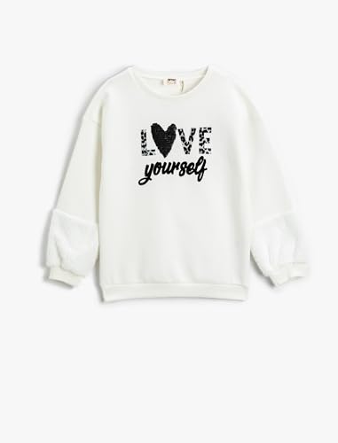 Koton Girls Shearling Detail Sweatshirt Sequined Crew Neck Brushed Interior von Koton