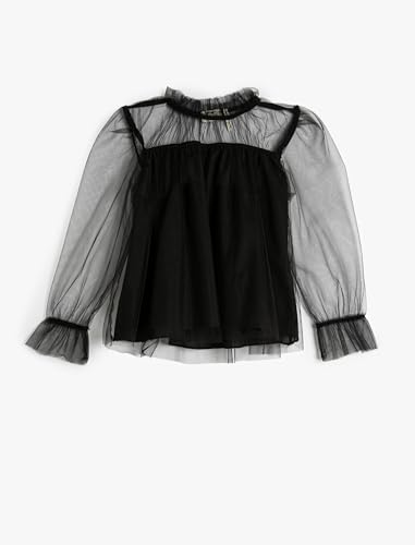 Koton Girls Sheer Top Long Sleeve Stand-Up Neck Ruffled Lining von Koton