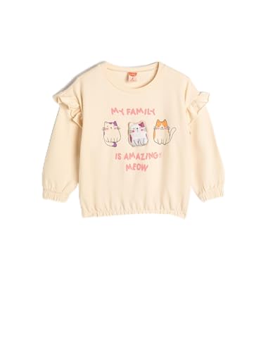 Koton Girls Sweatshirt Long Sleeve Crew Neck Applique and Frill Detailed Cotton von Koton