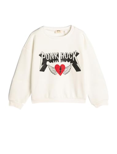 Koton Girls Sweatshirt Music Themed Crew Neck Sequined Detail Soft Interior von Koton