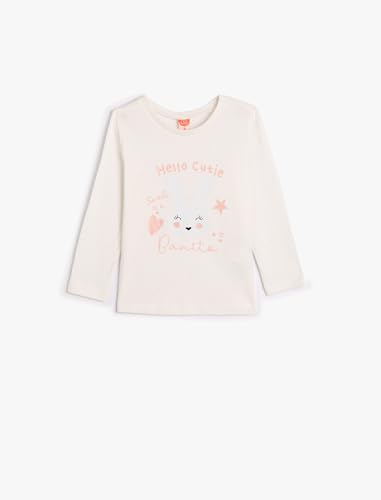 Koton Girls T-Shirt Long Sleeve Crew Neck Rabbit Printed Cotton von Koton