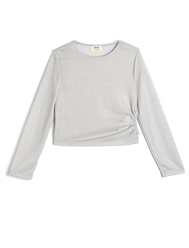 Koton Girls T-Shirt Long Sleeve Crew Neck Shiny Fabric Drawstring von Koton