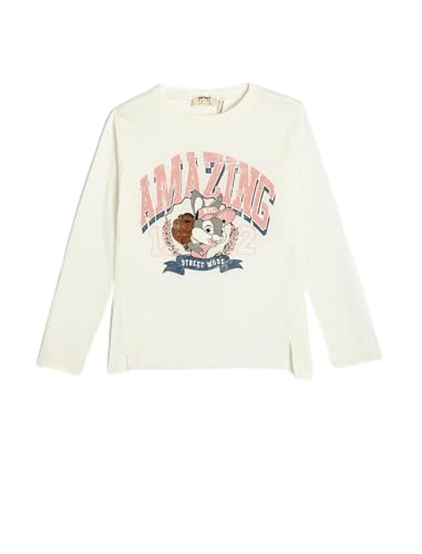 Koton Girls T-Shirt Rabbit Printed Long Sleeve Crew Neck Cotton von Koton