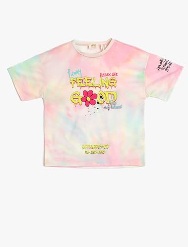 Koton Girls T-Shirt Tie-Dye Patterned Short Sleeve Round Collar von Koton