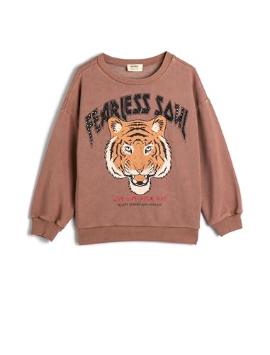 Koton Girls Tiger Printed Sweat Long Sleeve Crew Neck Soft Interior von Koton