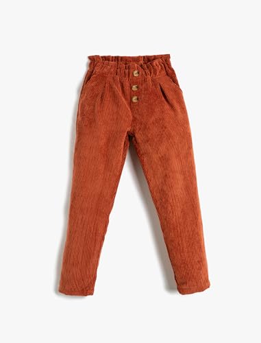 Koton Girls Trousers Corduroy Elastic Waistband Button Detail Pockets von Koton