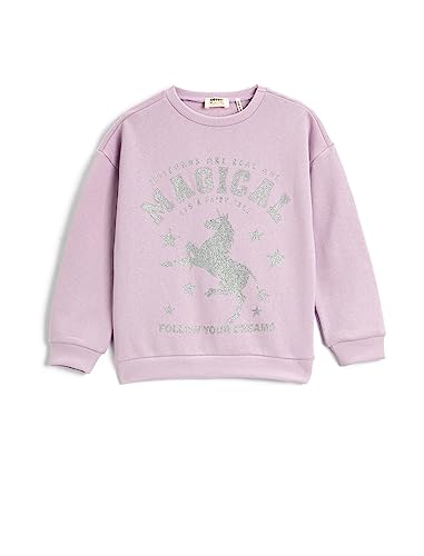 Koton Girls Unicorn Sweatshirt Glittery Crew Neck Long Sleeve Cotton Brushed Interior von Koton