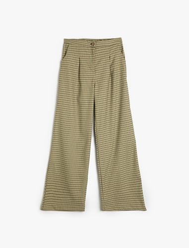 Koton Girls Wide Leg Trousers Pleated Detail Pockets Button Closure von Koton