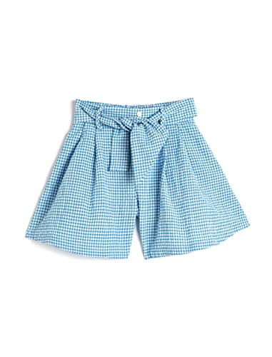 Koton Girlss Belt Detail Pleated High Rise Shorts, Blue Check (6c5), 4-5 Jahre EU von Koton