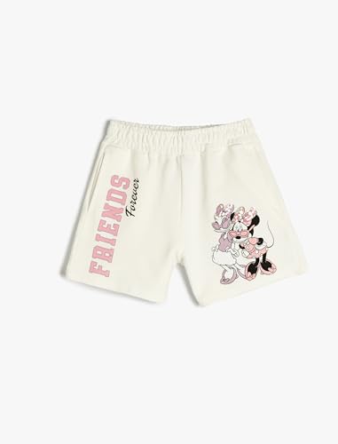 Koton Girlss Minnie Mouse and Daisy Duck Pockets Drawstring Cotton Shorts, Ecru (010), 7-8 Jahre EU von Koton