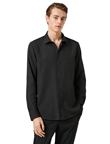 Koton Herren Basic Classic Neck Long Sleeve Shirt, Black (999), L EU von Koton
