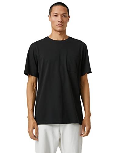 Koton Herren Basic Crew Neck Pocket Detailed T-Shirt, Black (999), M EU von Koton