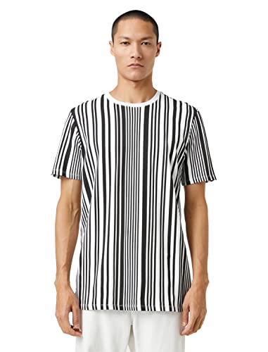 Koton Herren Basic Crew Neck Short Sleeve T-Shirt, Black Stripe (02n), XXL EU von Koton