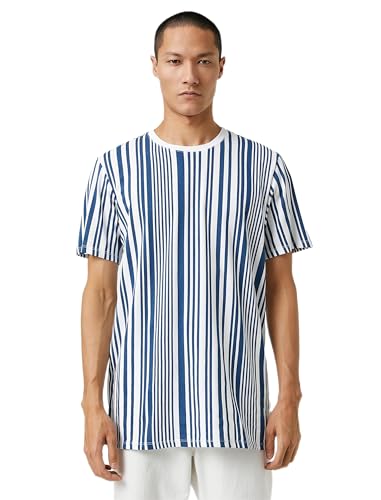 Koton Herren Basic Crew Neck Short Sleeve T-Shirt, Navy Stripe (7s1), S EU von Koton