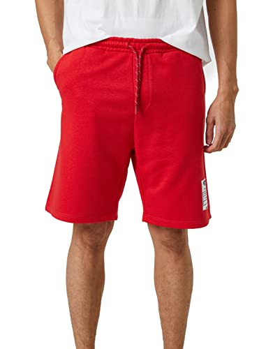 Koton Herren Basic Drawstring Slogan Printed Pocket Detailed Shorts, Red (401), S EU von Koton
