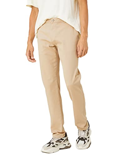Koton Herren Basic Gabardine Trousers Slim Fit Buttoned Pocket Detailed Pants, Beige (050), 40 EU von Koton