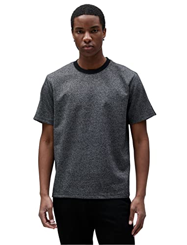 Koton Herren Basic Mealy Crew Neck Strip Detailed Short Sleeve T-Shirt, Grey Melange (Grm), S EU von Koton