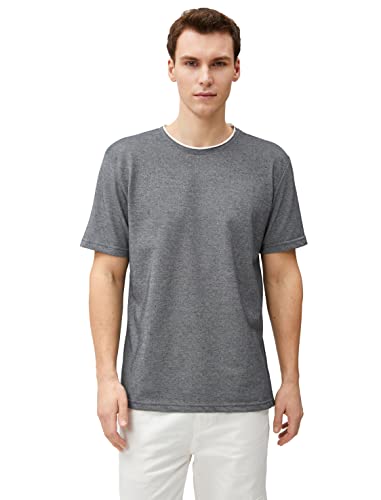 Koton Herren Basic Woven Crew Neck Short Sleeve T-Shirt, Grey (031), XL EU von Koton