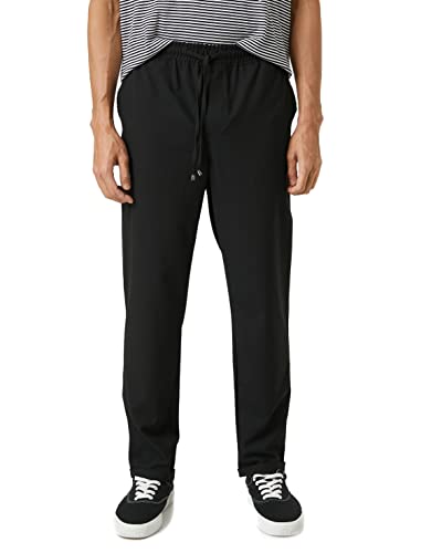 Koton Herren Basic Woven Trousers Drawstring Pocket Detailed Pants, Black (999), 44 EU von Koton