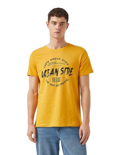 Koton Herren Bedrucktes Slim Fit T-Shirt, Senf (159), XL von Koton