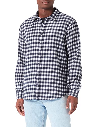 Koton Herren Check Plaid Classic Neck Long Sleeve Shirt, Navy Check (7c0), XL EU von Koton