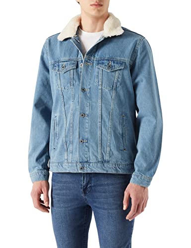 Koton Herren Faux Fur Neck Denim Jacket, Light Indigo (600), M EU von Koton