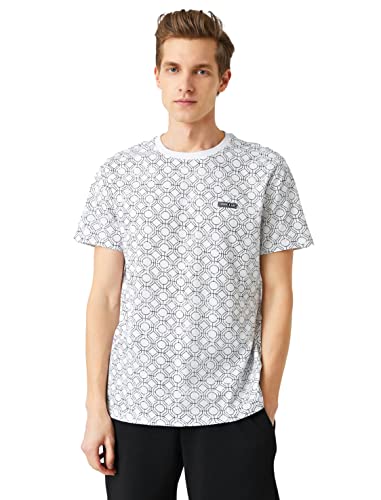 Koton Herren Geometric Patterned T-shirt T Shirt, White Design (0d0), S EU von Koton