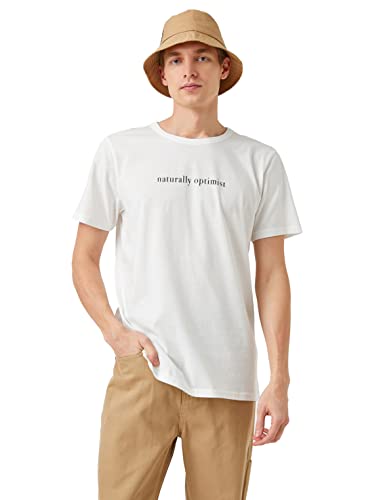 Koton Herren Minimal Printed T-Shirt T Shirt, Ecru (002), XL EU von Koton