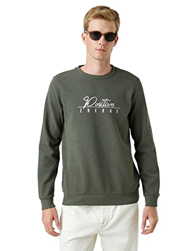 Koton Herren Motto Print Sweatshirt, Khaki (854), L von Koton