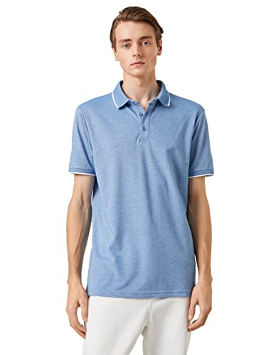 Koton Herren Polo Neck Button Detailed Slim Fit T-Shirt, Indigo (In3), S EU von Koton