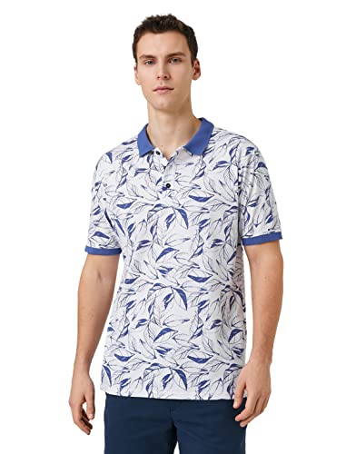 Koton Herren Polo Neck Buttoned Slim Fit Leaf Detailed T-Shirt, Green Design (7d7), M EU von Koton