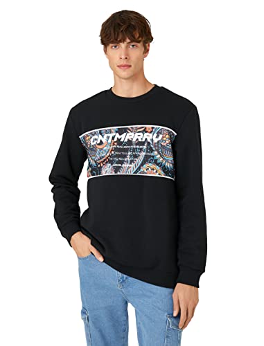 Koton Herren Printed Crew Neck Sweatshirt, Black (999), XXL EU von Koton