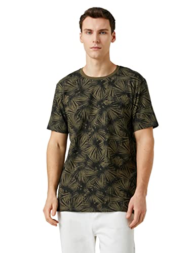 Koton Herren Psychedelic Printed Crew Neck Short Sleeve Slim Fit T-Shirt, Green Design (01a), S EU von Koton