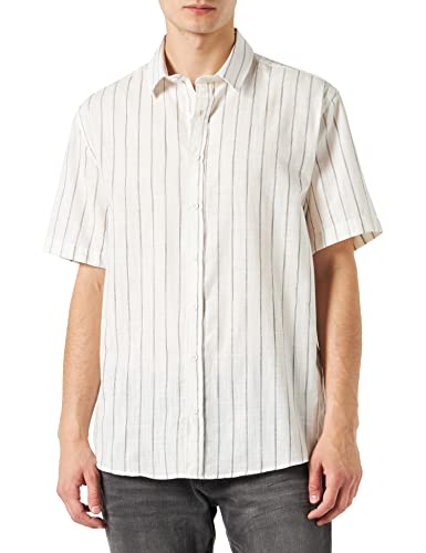 Koton Herren Short Sleeve Classic Neck Shirt, Beige Stripe (23n), M EU von Koton