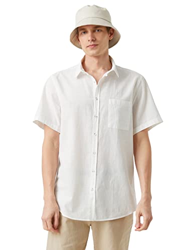 Koton Herren Slim Fit Short Sleeve Shirt, Off White (001), L EU von Koton