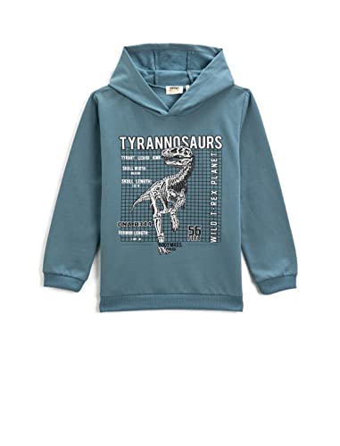 Koton Jungen Dinosaur Printed Hooded Long Sleeve Sweatshirt, Light Indigo (600), 4-5 Jahre EU von Koton