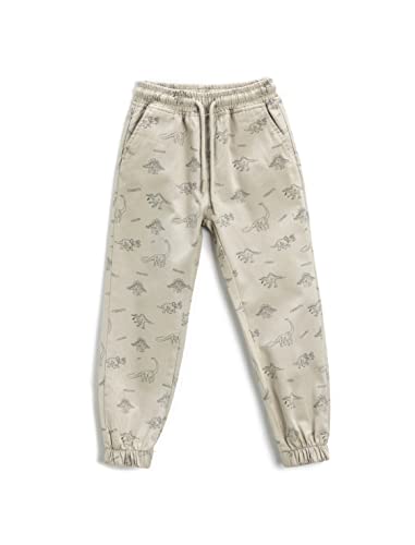 Koton Jungen Jogger Trousers Drawstring Pockets Dinosaur Patterned Pants, Beige Design (0d6), 4-5 Jahre EU von Koton