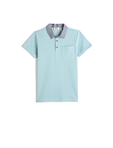 Koton Jungen Polo Neck Short Sleeve One Pocket Detail Cotton T-Shirt, Blue (640), 6-7 Jahre EU von Koton
