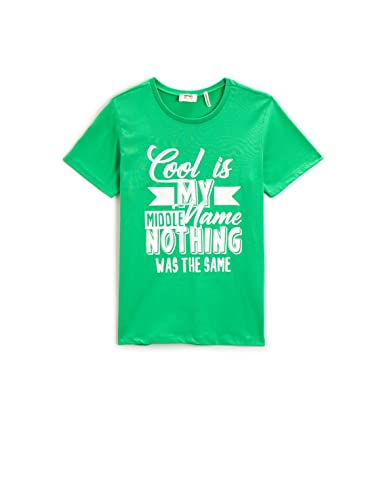 Koton Jungen Printed Short Sleeve Crew Neck Cotton T-Shirt, Green (750), 4-5 Jahre EU von Koton