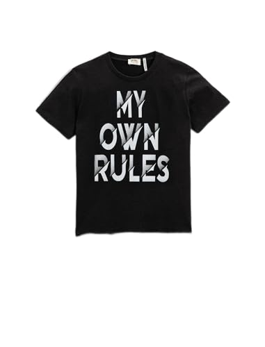 Koton Jungen Slogan Printed Short Sleeve T-Shirt Cotton T Shirt, Black (999), 7-8 Jahre EU von Koton