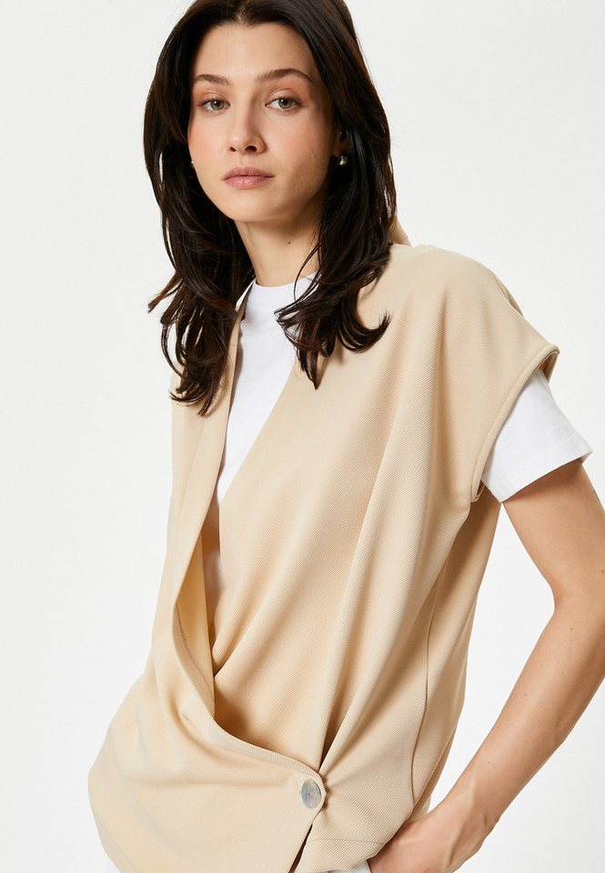 Koton Kurzarmbluse Ärmellos Doppelreihiger Kragen Kurzarmbluse von Koton