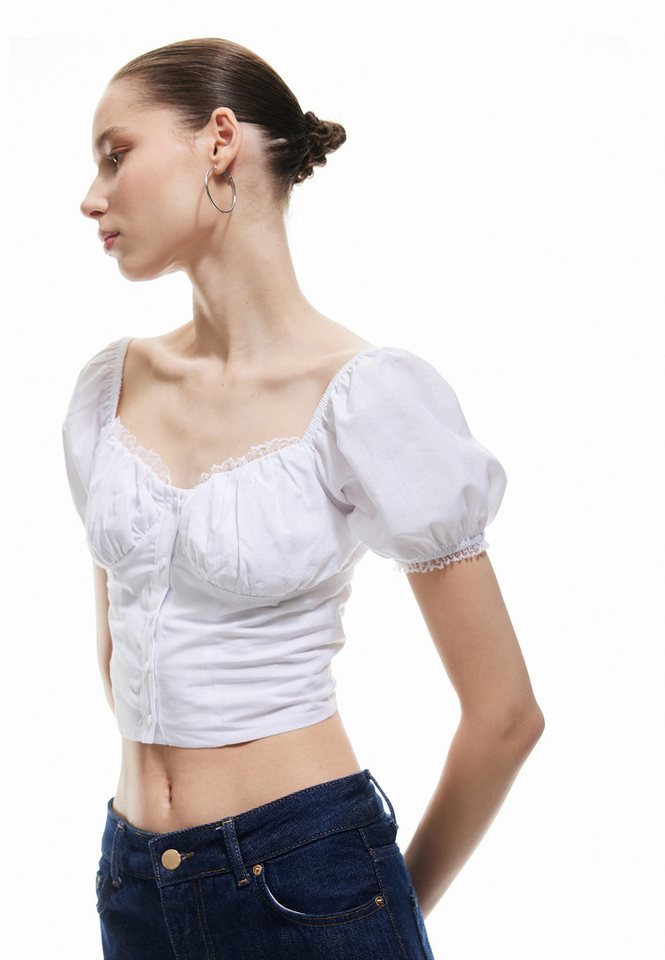 Koton Kurzarmbluse Kurzärmelig Herzkragen Kurzarmbluse von Koton