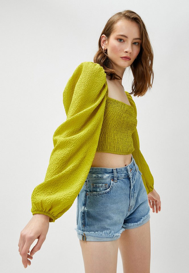 Koton Langarmbluse Langärmelig Quadrat Kragen Langarmbluse von Koton