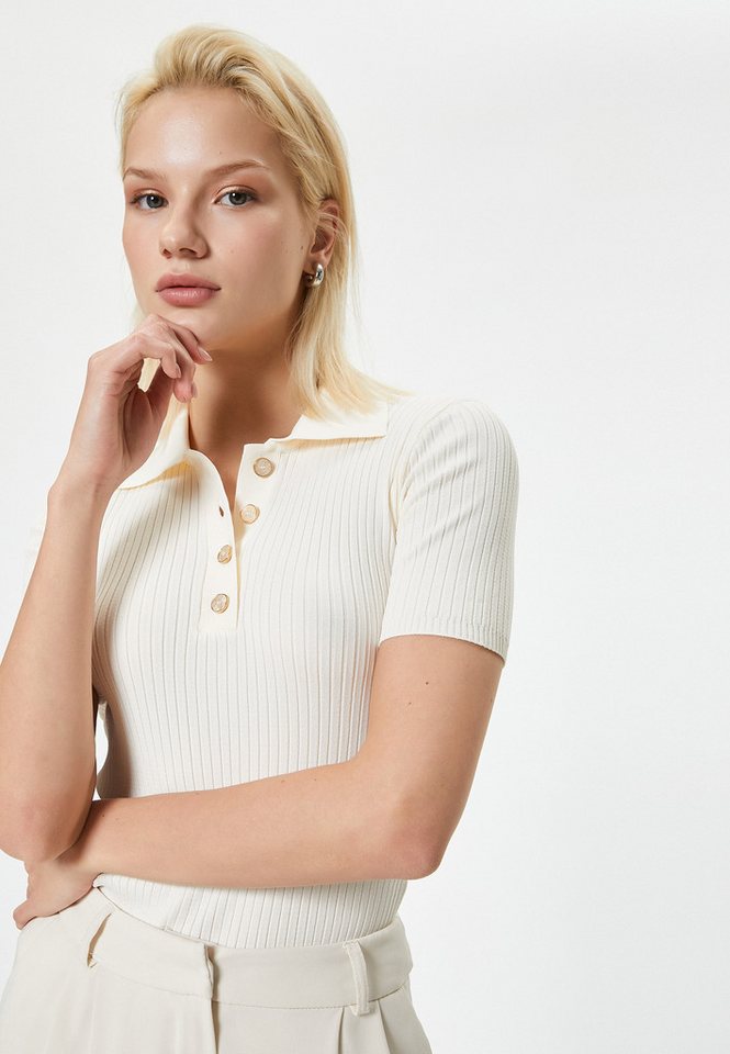 Koton Kurzarmpullover Polokragen Mit Knöpfen Koton Kurzarmpullover Polokragen Mit Knöpfen von Koton