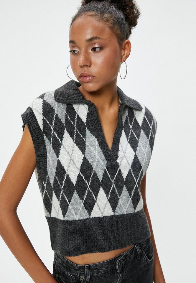 Koton Kurzarmpullover Polokragen Mit Jacquard von Koton